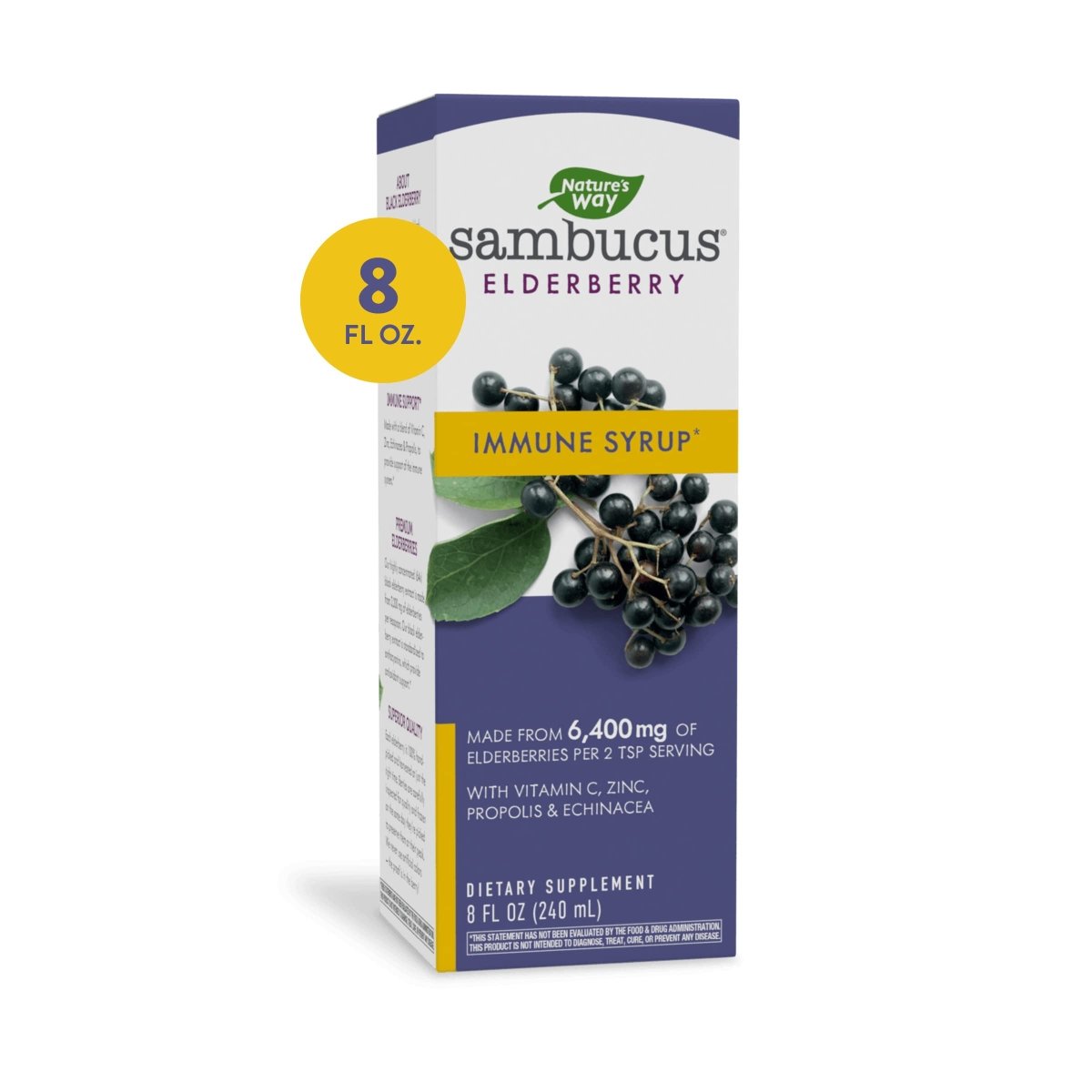 Nature's Way Sambucus Immune Elderberry Syrup - Powerful Immune Support with Vitamin C, Echinacea, and Zinc 8 oz