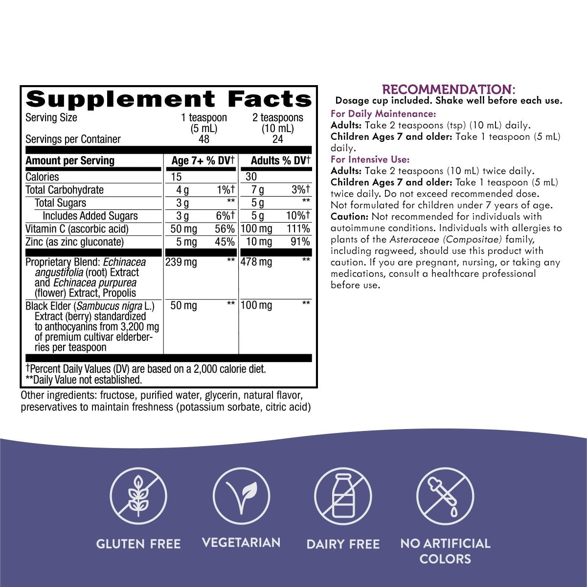 Nature's Way Sambucus Immune Elderberry Syrup - Powerful Immune Support with Vitamin C, Echinacea, and Zinc 8 oz