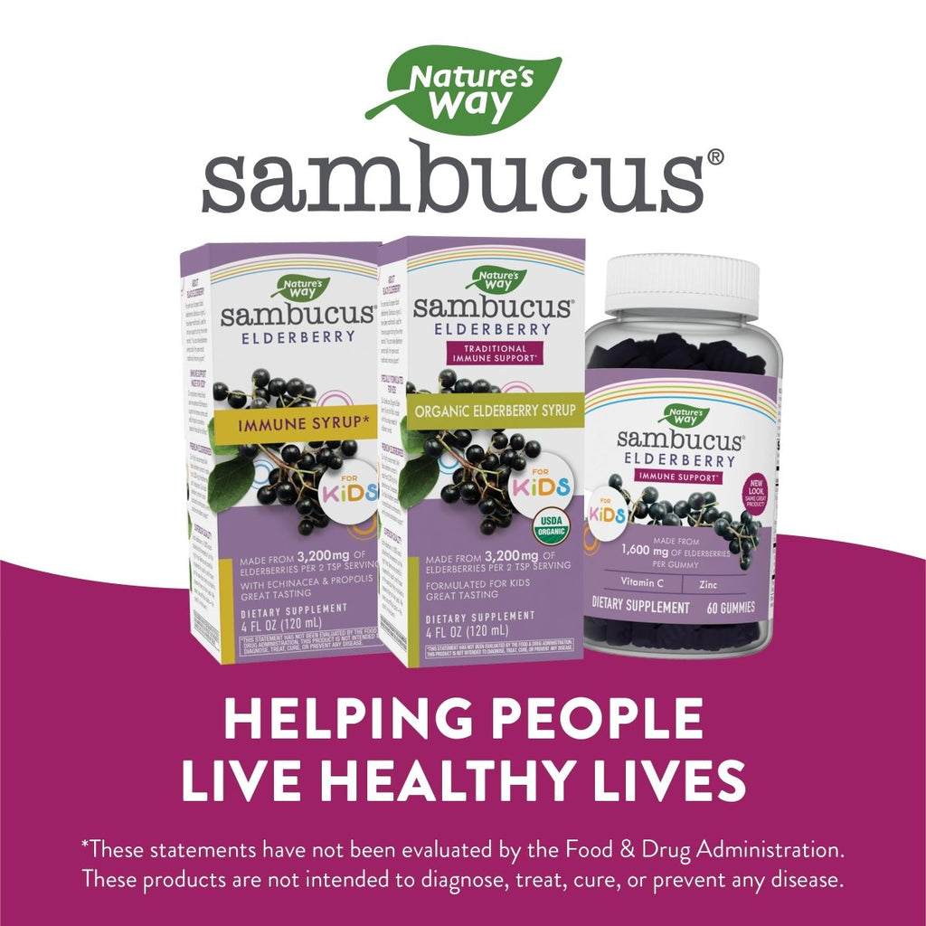 Nature's Way Sambucus Organic Elderberry Syrup for Kids - 4 Fl. Oz - Great Tasting - Gluten-Free