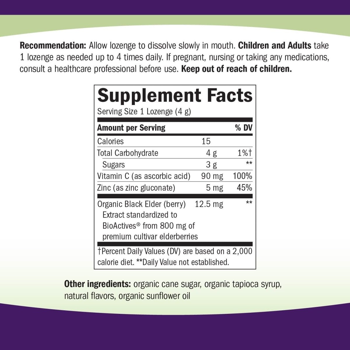 Nature's Way Sambucus Zinc Lozenges with Elderberry and Vitamin C, Honey Lemon Flavor, 24 Lozenges
