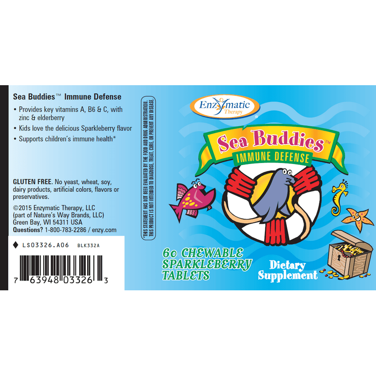 Nature's Way Sea Buddies Immune Defense Sparkleberry 60 Chewable Tablets