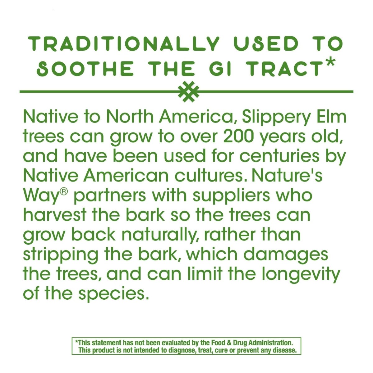 Nature's Way Slippery Elm Bark, White, 100 Count