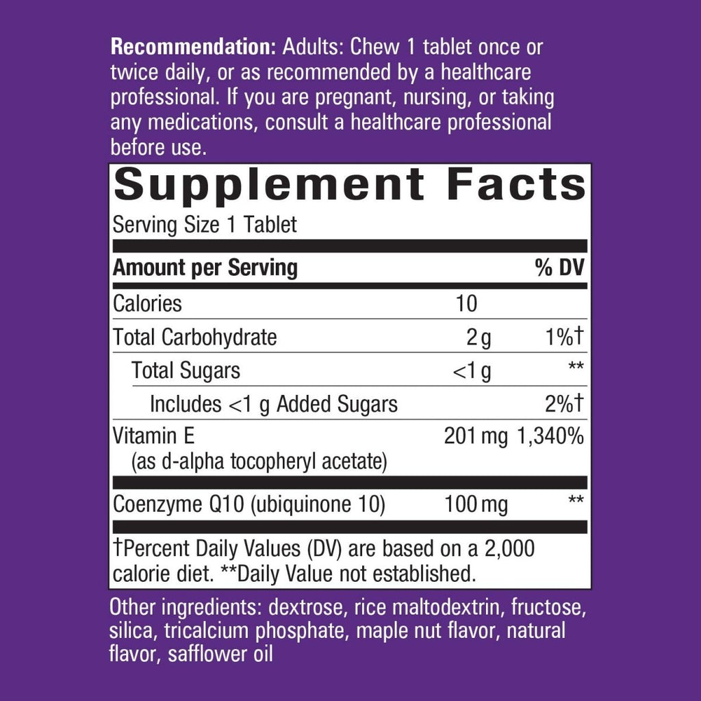 Nature's Way Smart Q10 CoQ10 Maple Nut 30 Chewable Tablets