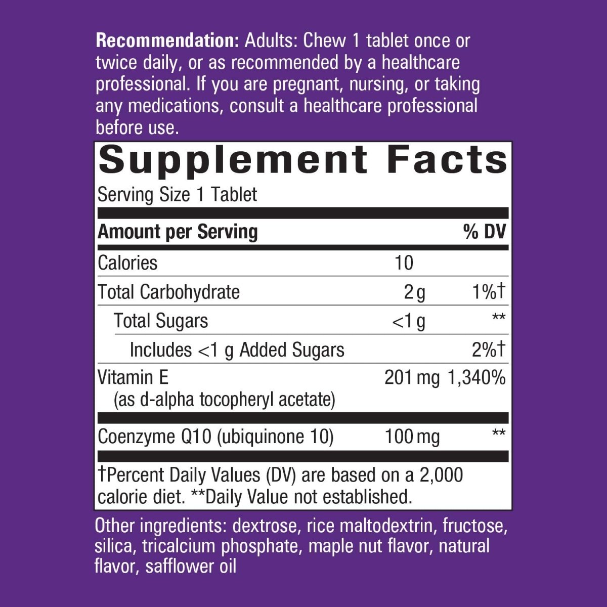 Nature's Way Smart Q10 CoQ10 Maple Nut 30 Chewable Tablets