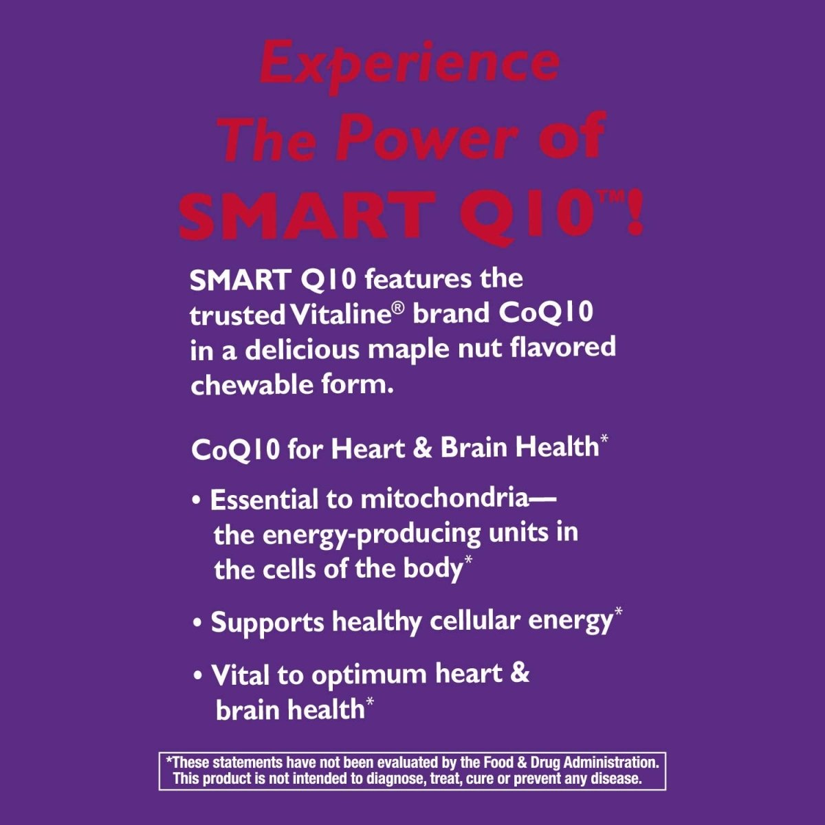 Nature's Way Smart Q10 CoQ10 Maple Nut 30 Chewable Tablets