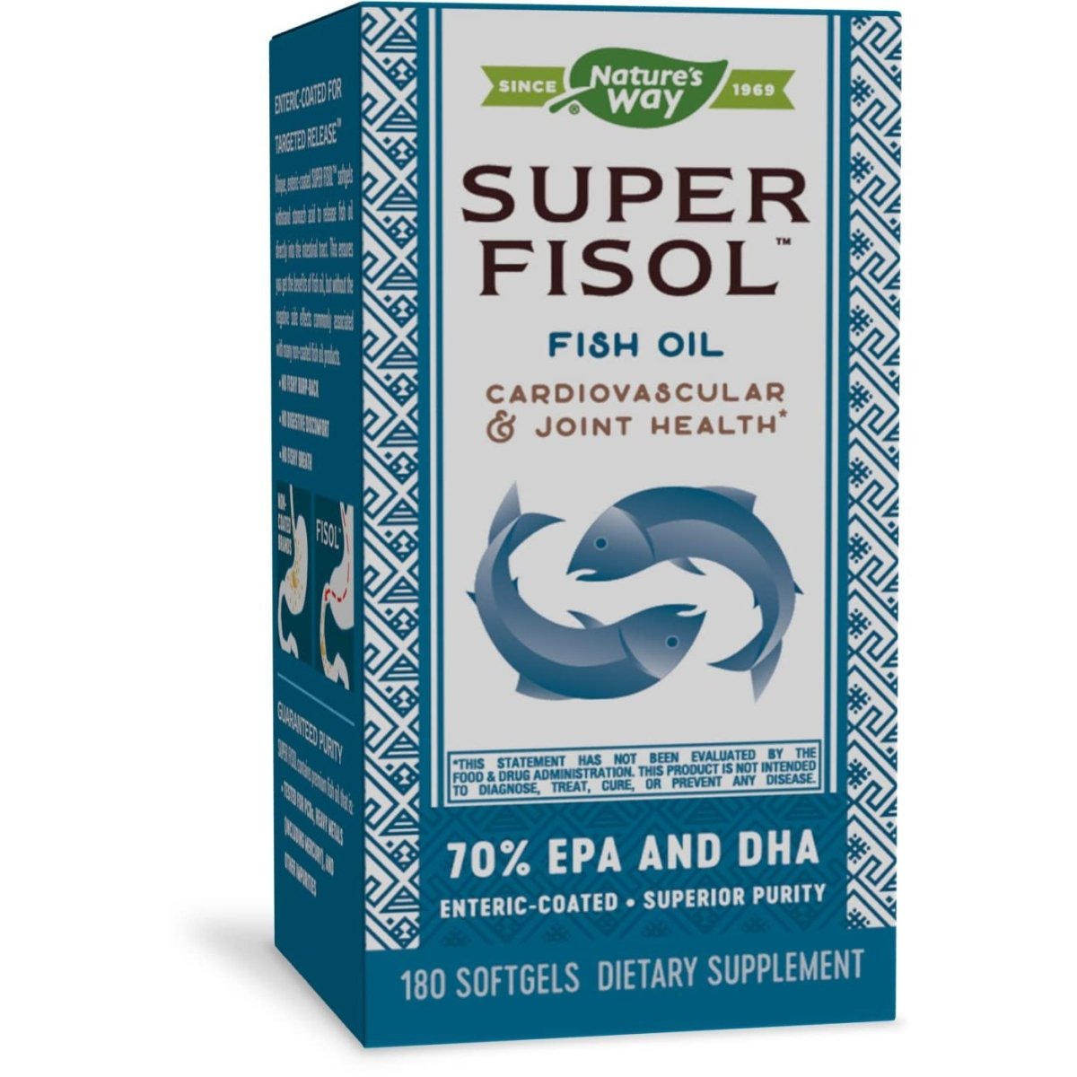 Nature's Way Super Fisol Enteric-Coated Fish Oil for Targeted Release, 70% EPA/DHA, 180 Softgels