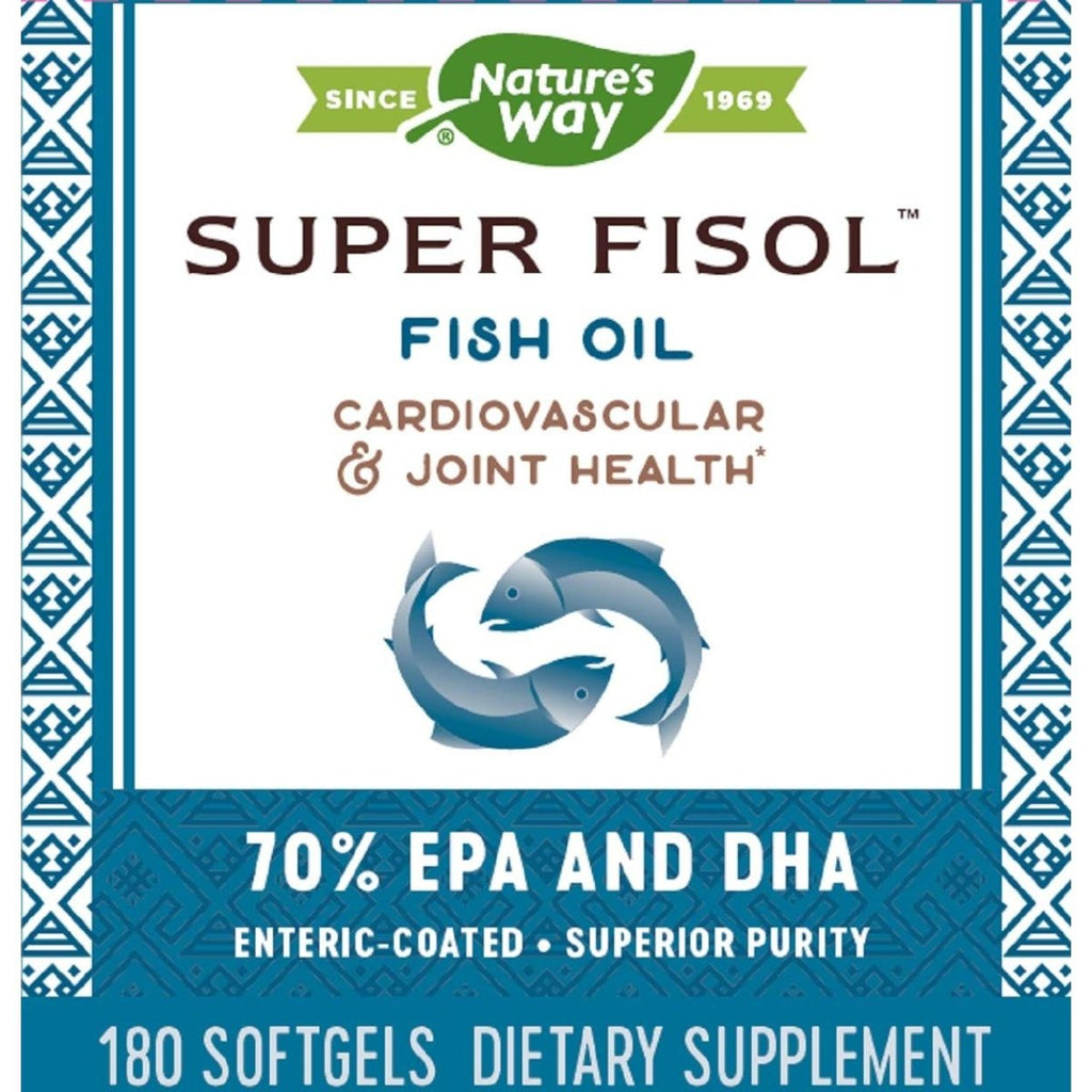 Nature's Way Super Fisol Enteric-Coated Fish Oil for Targeted Release, 70% EPA/DHA, 180 Softgels