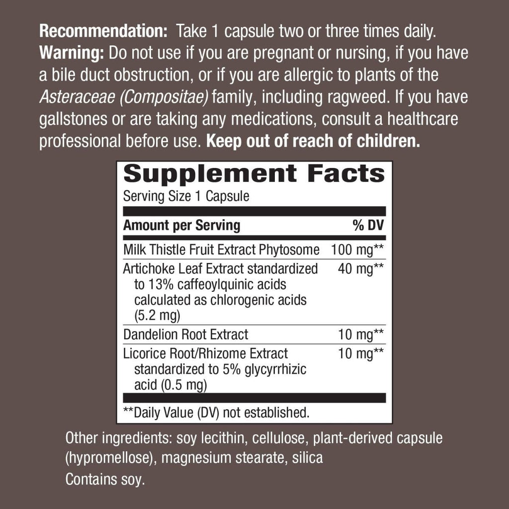 Nature?s Way Super Milk Thistle Promotes Healthy Liver Function* 4-Herb Blend Vegan 60 Capsules