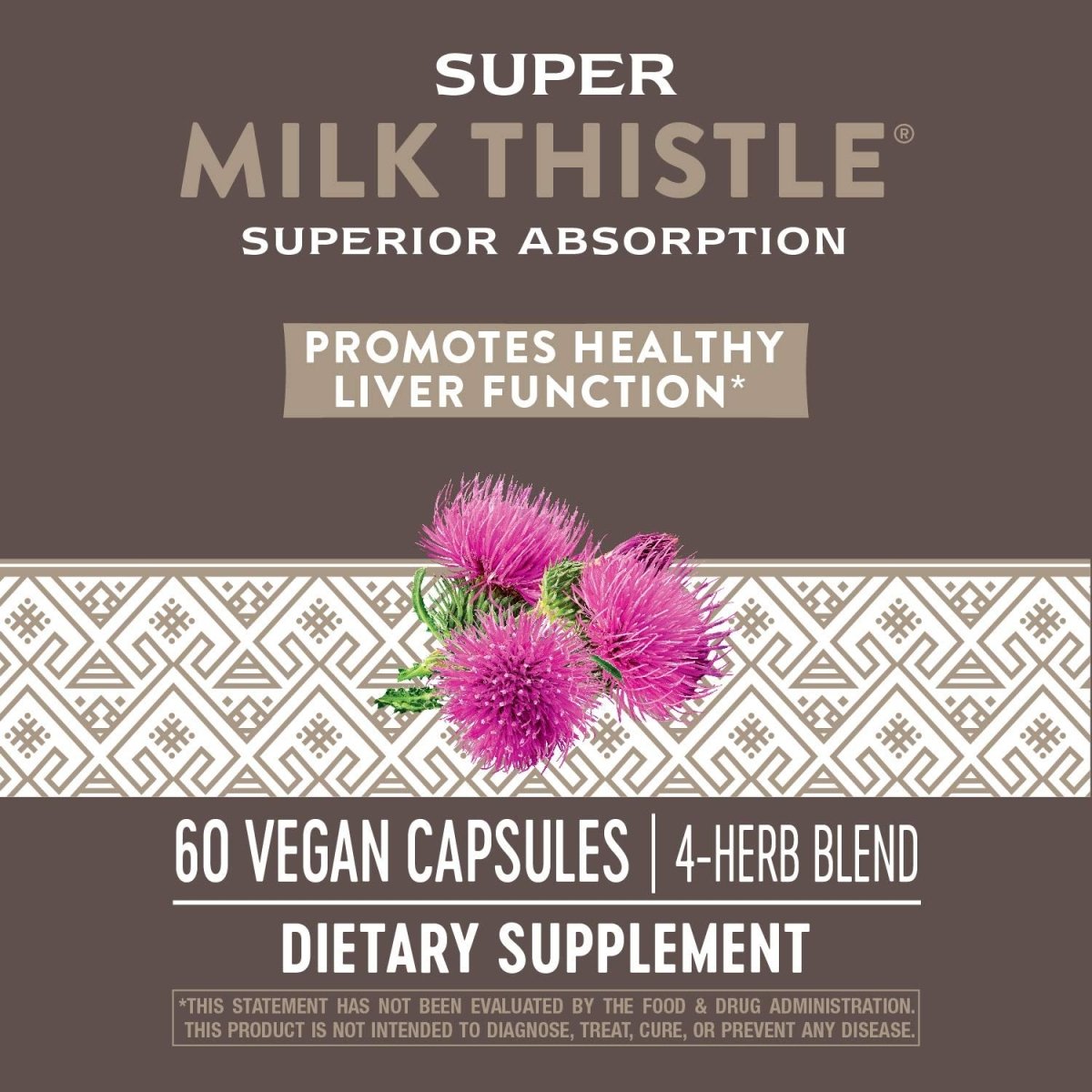 Nature?s Way Super Milk Thistle Promotes Healthy Liver Function* 4-Herb Blend Vegan 60 Capsules