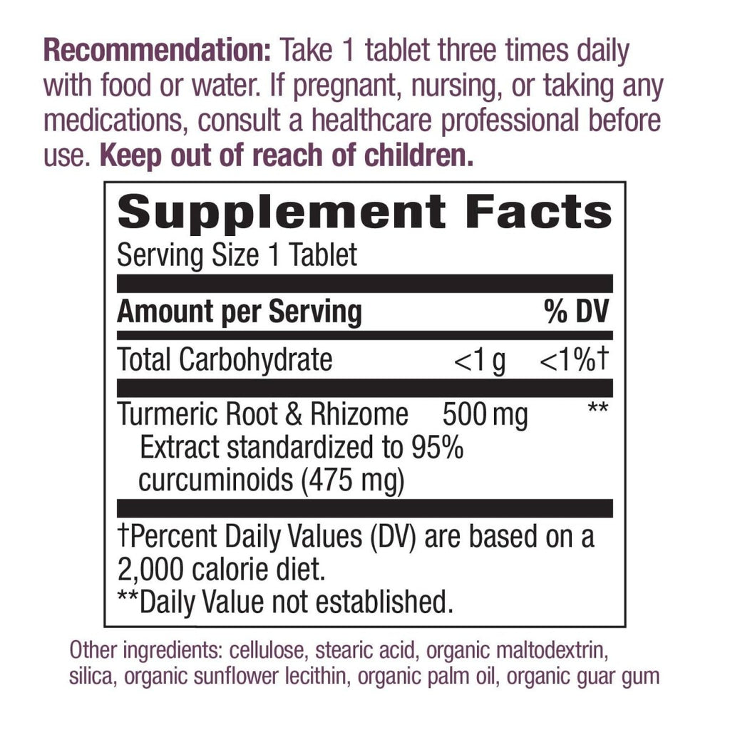 Nature's Way Turmeric Premium Extract Supports Joint Health* Non-GMO Project Verified 500mg per Serving 120 Tablets