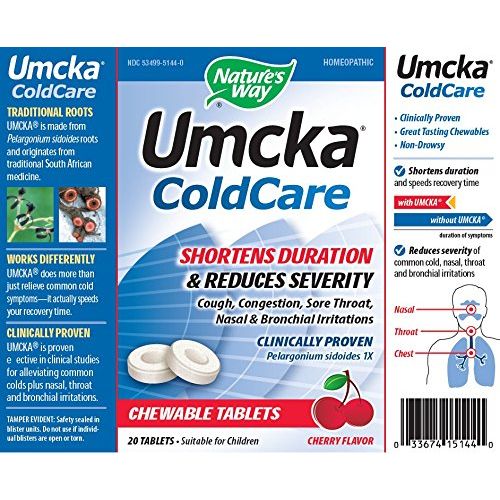Nature's Way Umcka ColdCare Chewable, Cherry, 20 Count