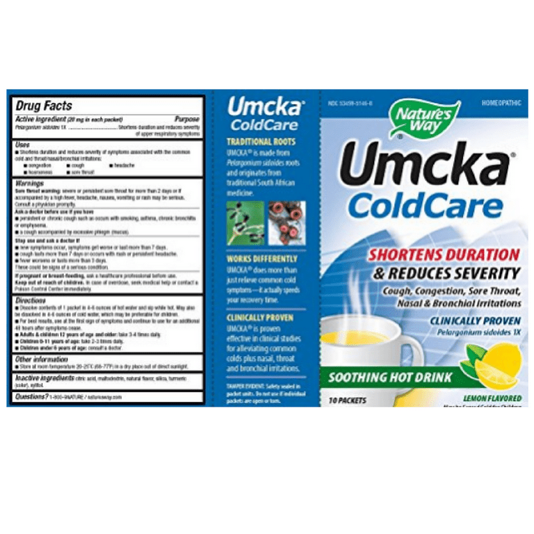 Nature's Way Umcka ColdCare Soothing Hot Drink Lemon 10 Packets - 2 Pack