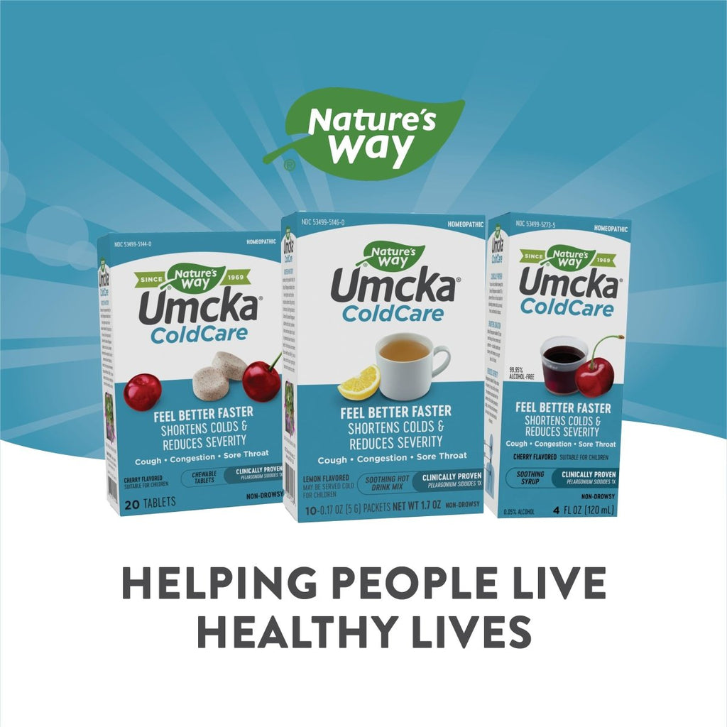 Nature's Way Umcka ColdCare Soothing Hot Drink Mix, Feel Better Faster, Clinically Proven, Lemon Flavored, 10 Packets