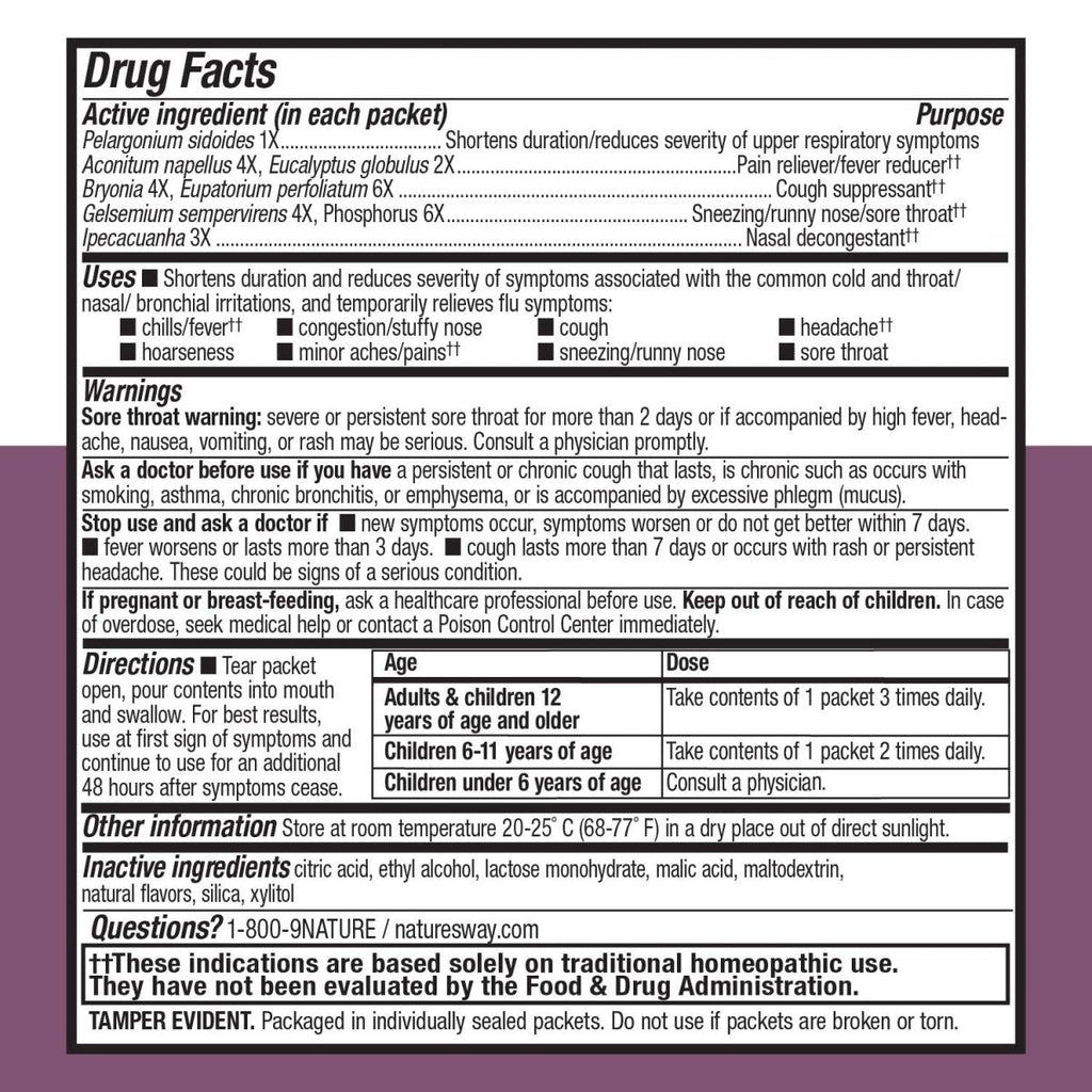 Nature's Way Umcka? Cold+Flu FastActives?, Shortens Colds & Reduces Severity, Fever**, Minor Aches/Pains**, 10 Packets