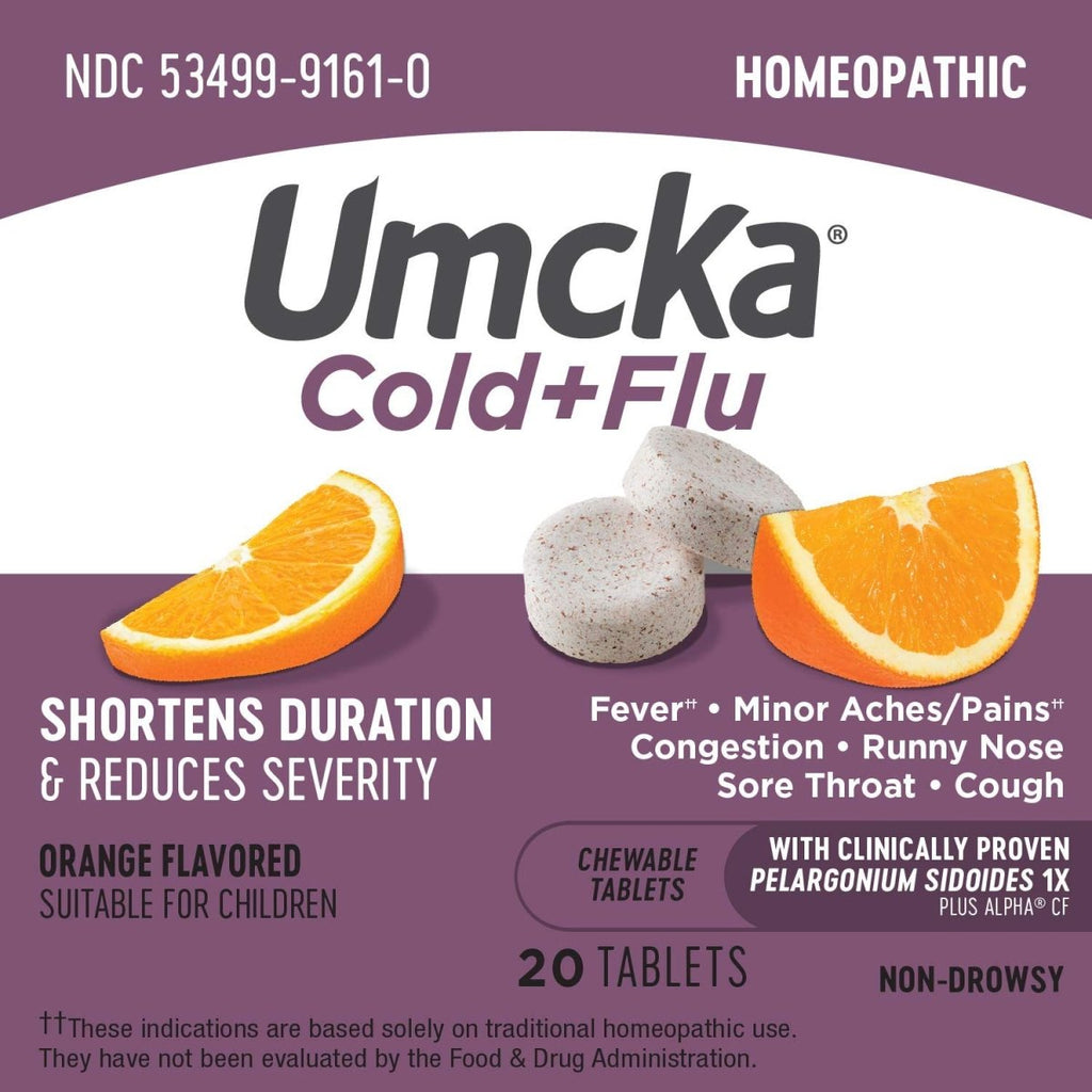 Nature's Way Umcka Cold+Flu Multi-Action Chewables - Non-Drowsy Orange Flavor - 20 Chewables