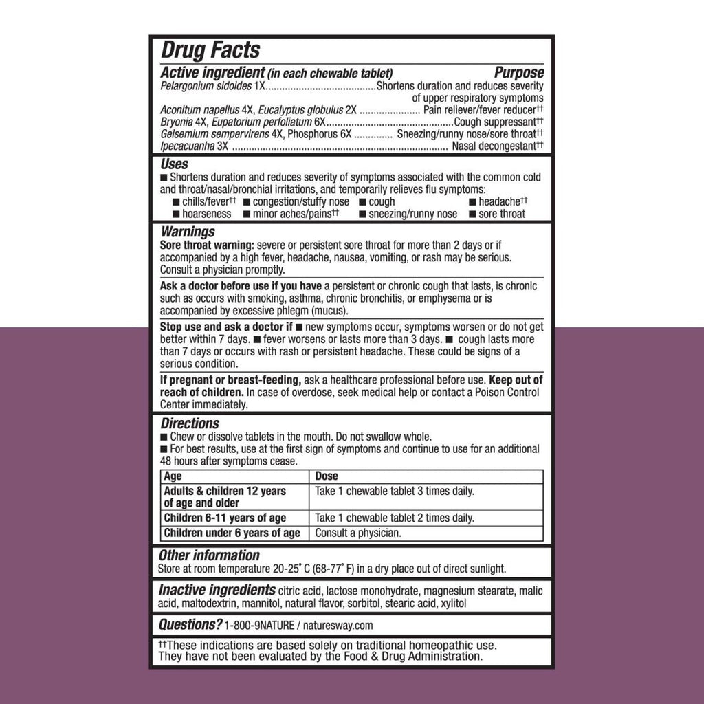 Nature's Way Umcka Cold+Flu Multi-Action Chewables - Non-Drowsy Orange Flavor - 20 Chewables