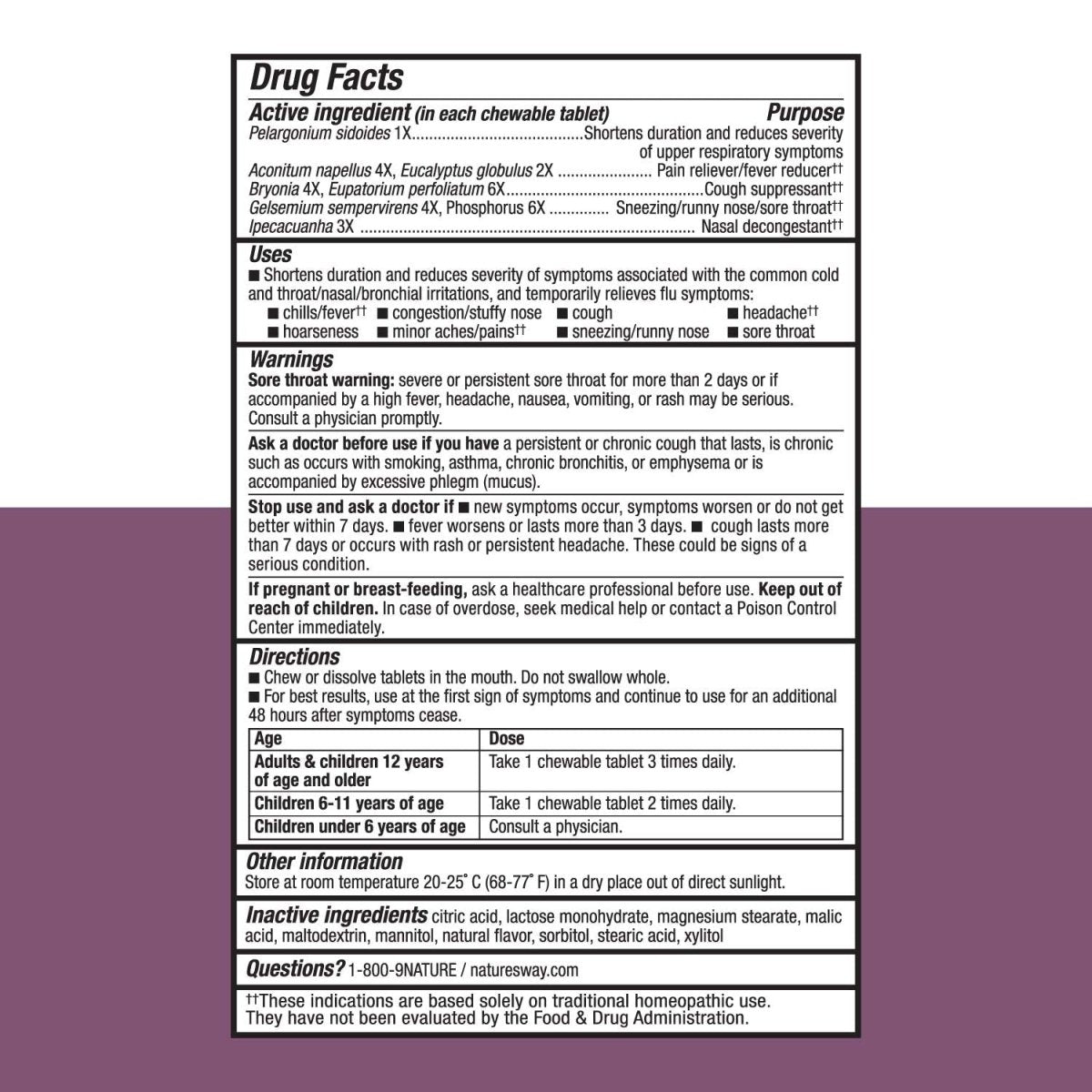 Nature's Way Umcka Cold+Flu Multi-Action Chewables - Non-Drowsy Orange Flavor - 20 Chewables