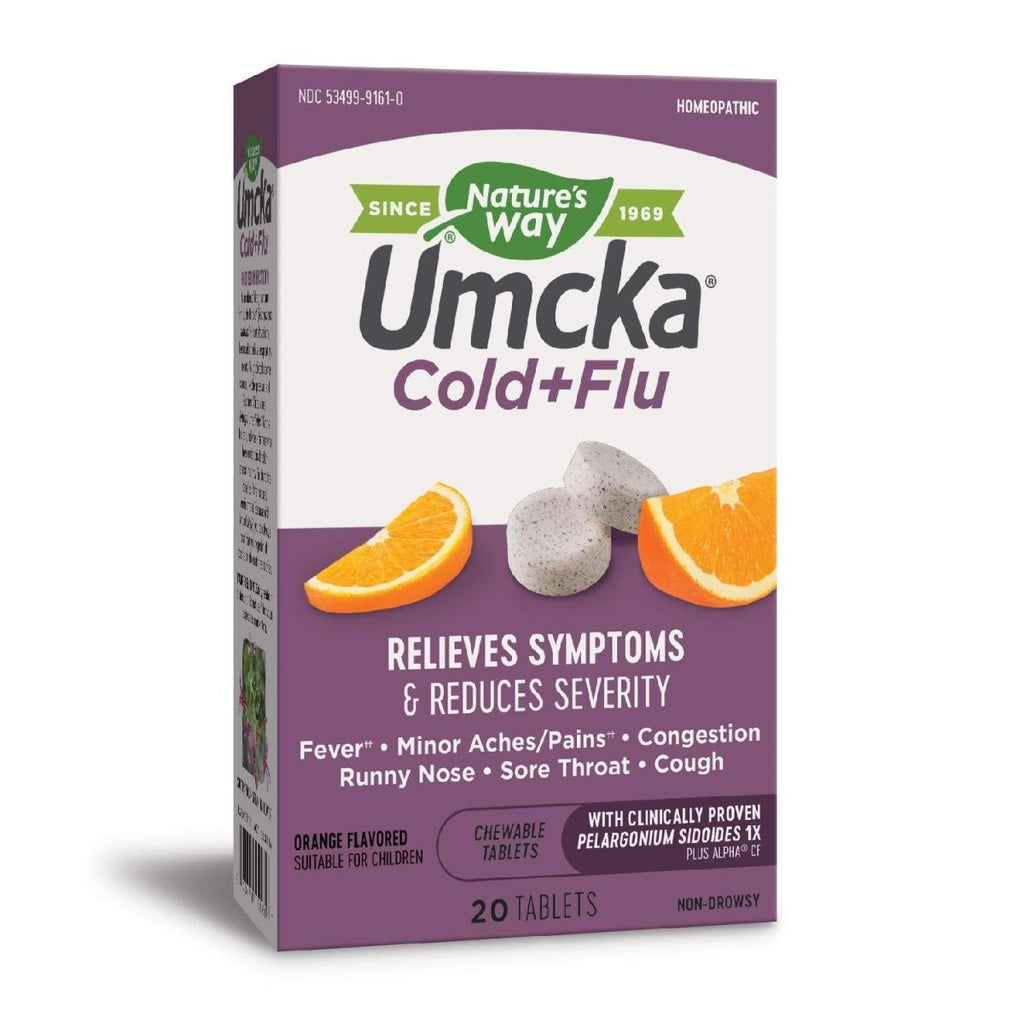 Nature's Way Umcka Cold+Flu Multi-Action Chewables - Non-Drowsy Orange Flavor - 20 Chewables