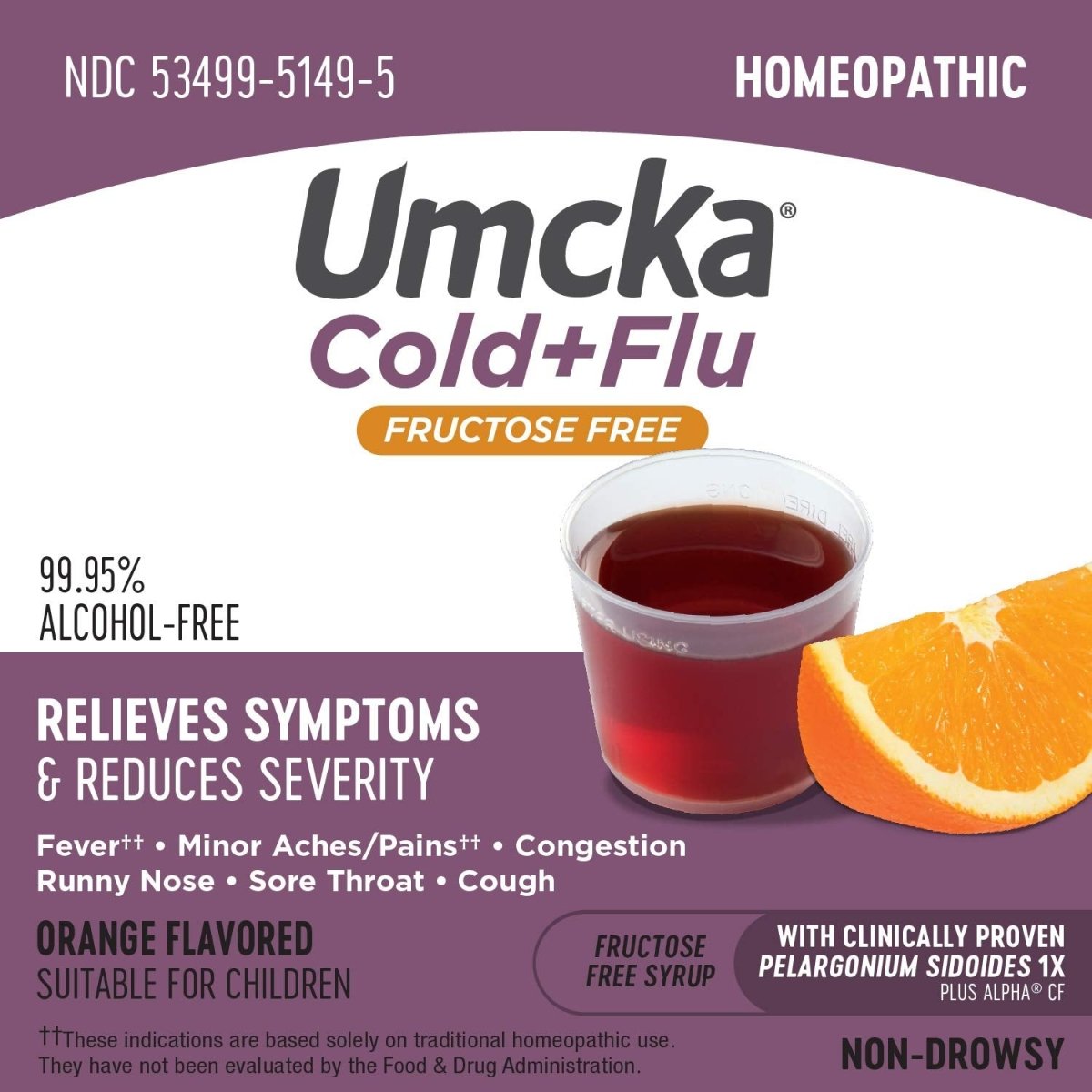Nature's Way Umcka Cold+Flu Syrup, Fever**, Sore Throat, Cough, and Congestion Relief, Orange Flavored, 4 Fl. Oz.