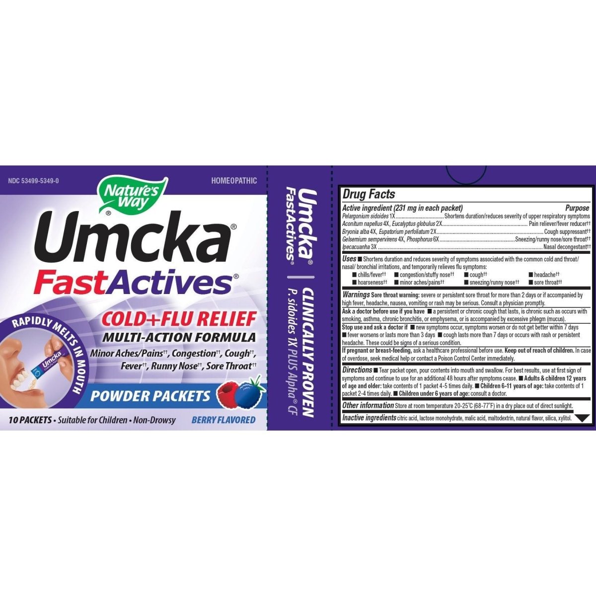Nature's Way Umcka FastActives Cold+Flu Powder Packets - 60 Packets