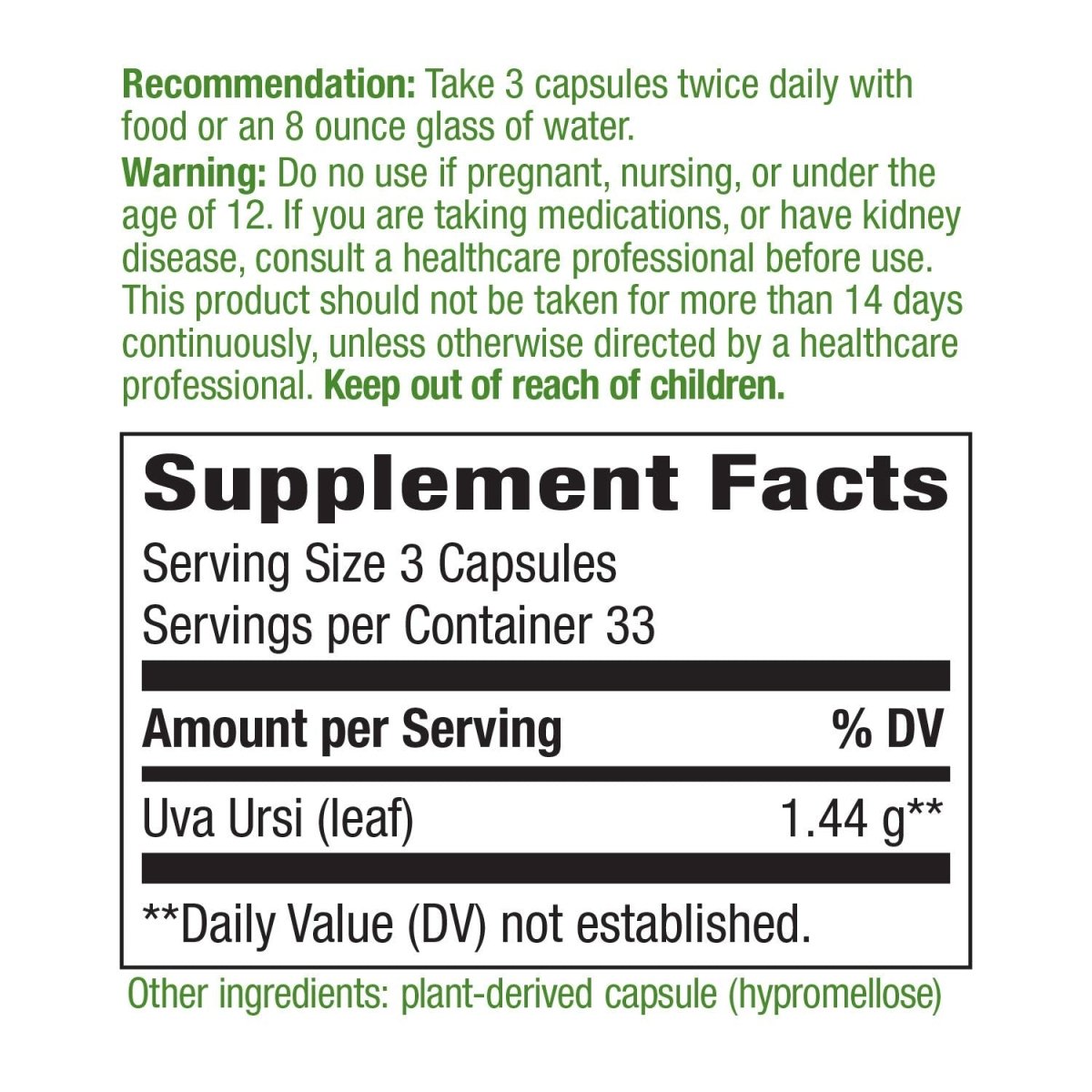 Nature's Way Uva Ursi 1440 mg 100 Capsules