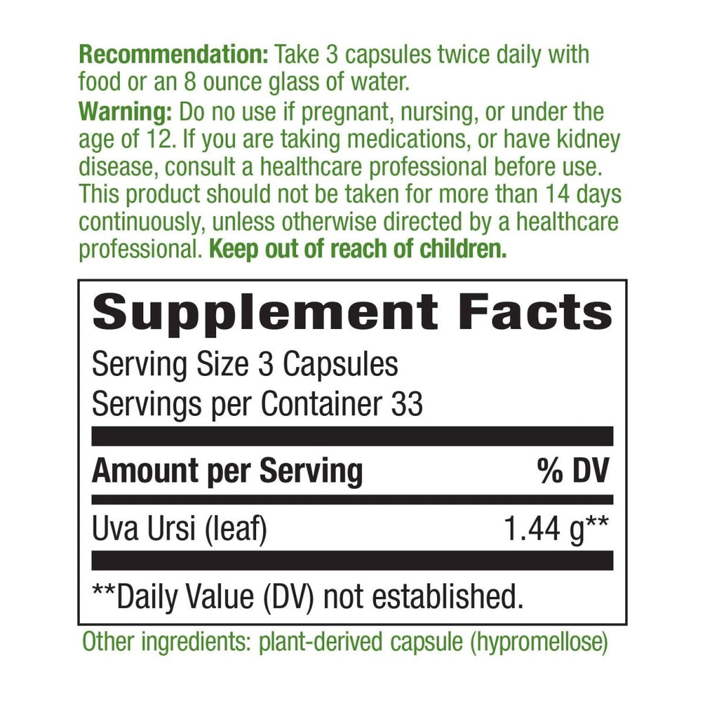 Nature's Way Uva Ursi 1440 mg 100 Capsules (Pack of 6)