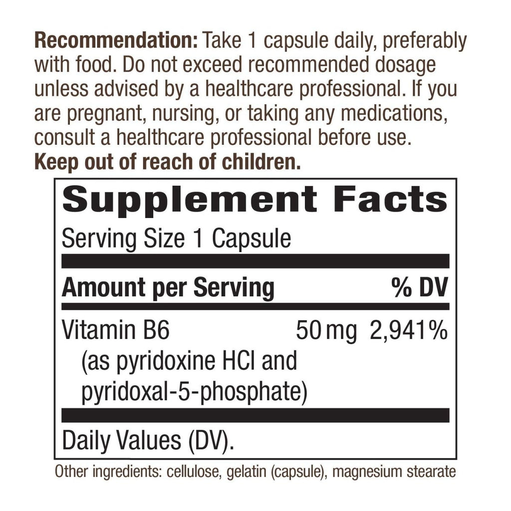 Nature's Way Vitamin B-6, 50 mg per serving
