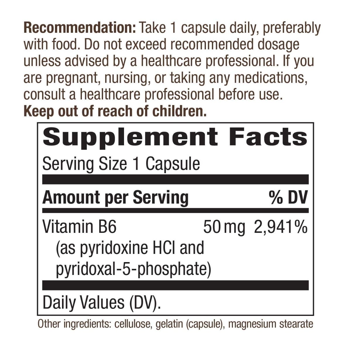 Nature's Way Vitamin B-6, 50 mg per serving