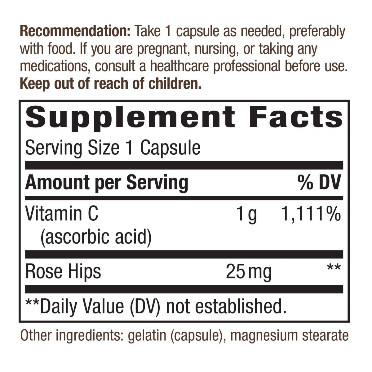 Nature's Way Vitamin C with Rose Hips - Powerful Immune Support and Antioxidant Protection - 1000 mg per Serving, 250 Capsules