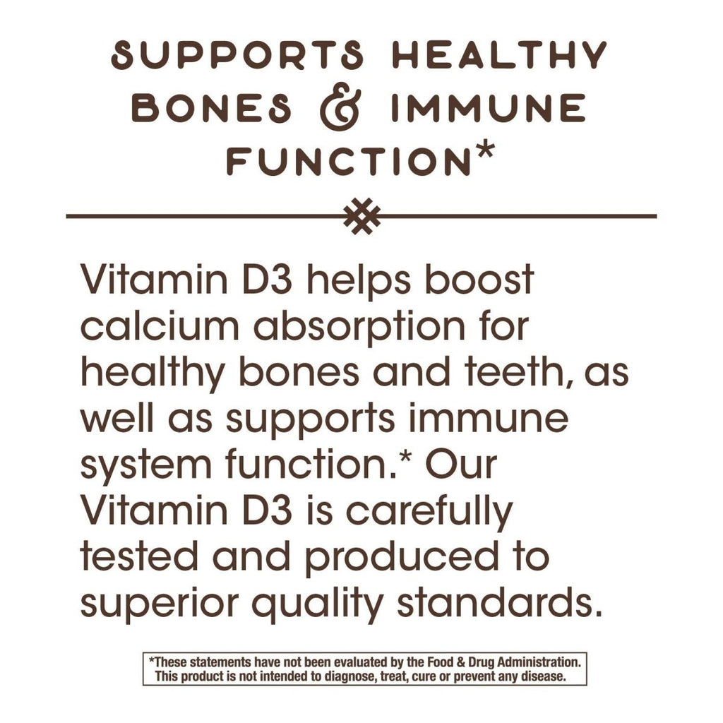 Nature's Way Vitamin D3 Dry Form, Supports Healthy Bones and Immune Function*, 10mcg Per Serving, 100 Capsules