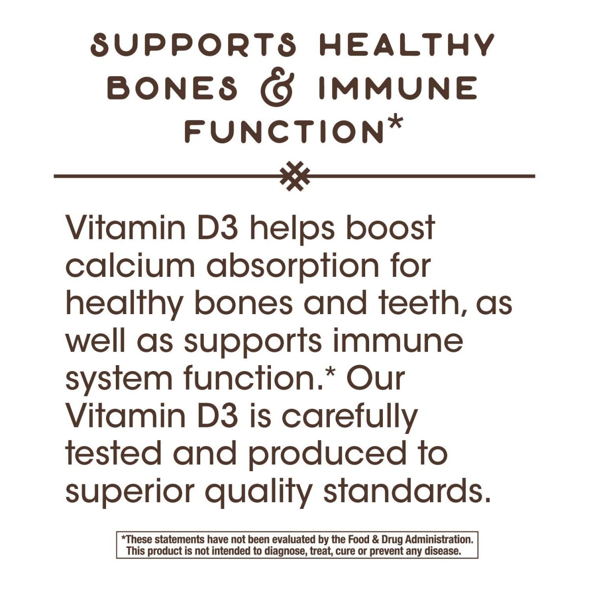 Nature's Way Vitamin D3 Dry Form, Supports Healthy Bones and Immune Function*, 10mcg Per Serving, 100 Capsules