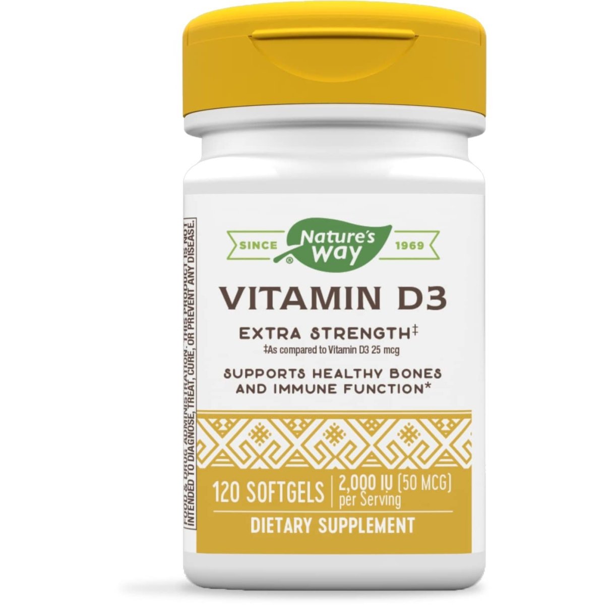 Nature's Way Vitamin D3 Extra Strength, Immune and Healthy Bones Support*, 50mcg Per Serving, 120 Softgels