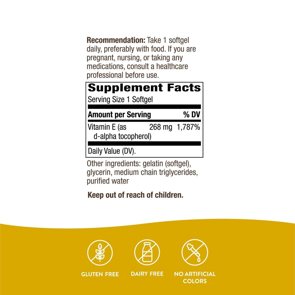 Nature's Way Vitamin E D-Alpha Tocopherol 100 SG 40211