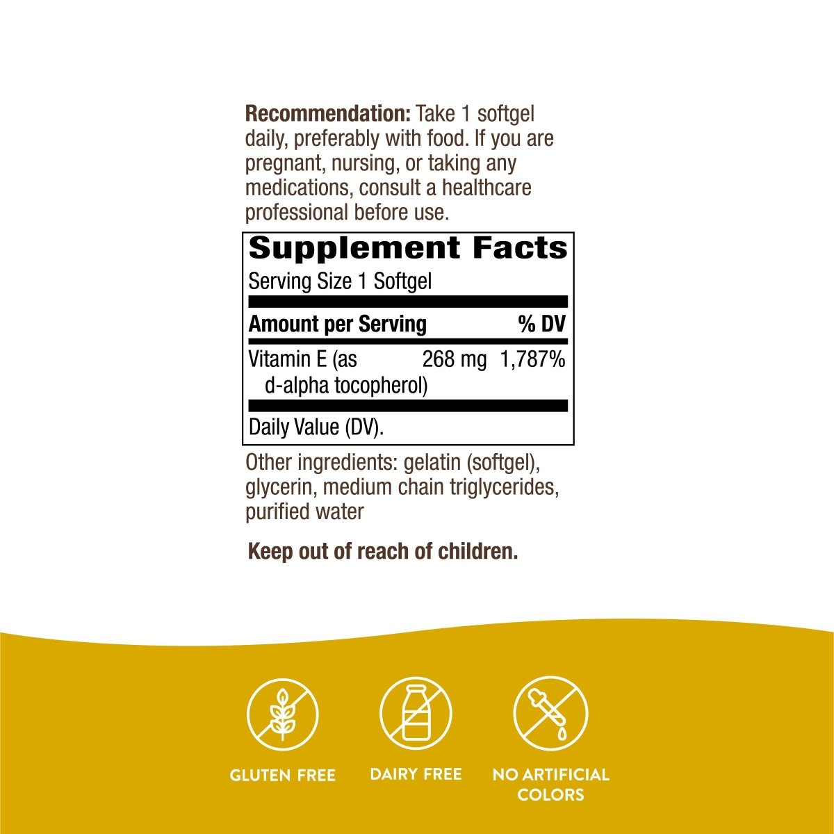 Nature's Way Vitamin E D-Alpha Tocopherol 100 SG 40211