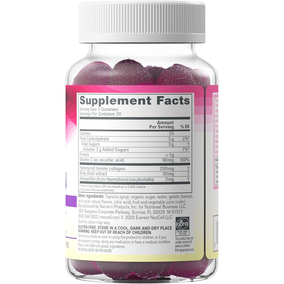 NeoCell Beauty Shield Collagen Gummies with Astaxanthin and Vitamin C For Skin Health, Blackberry Lemon, Gummies, 60 Count, 1 Bottle
