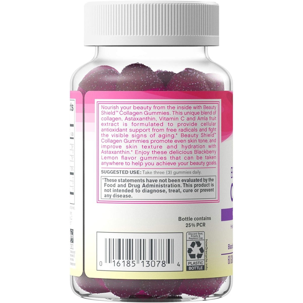 NeoCell Beauty Shield Collagen Gummies with Astaxanthin and Vitamin C For Skin Health, Blackberry Lemon, Gummies, 60 Count, 1 Bottle