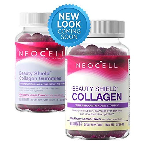 NeoCell Beauty Shield Collagen Gummies with Astaxanthin and Vitamin C For Skin Health, Blackberry Lemon, Gummies, 60 Count, 1 Bottle