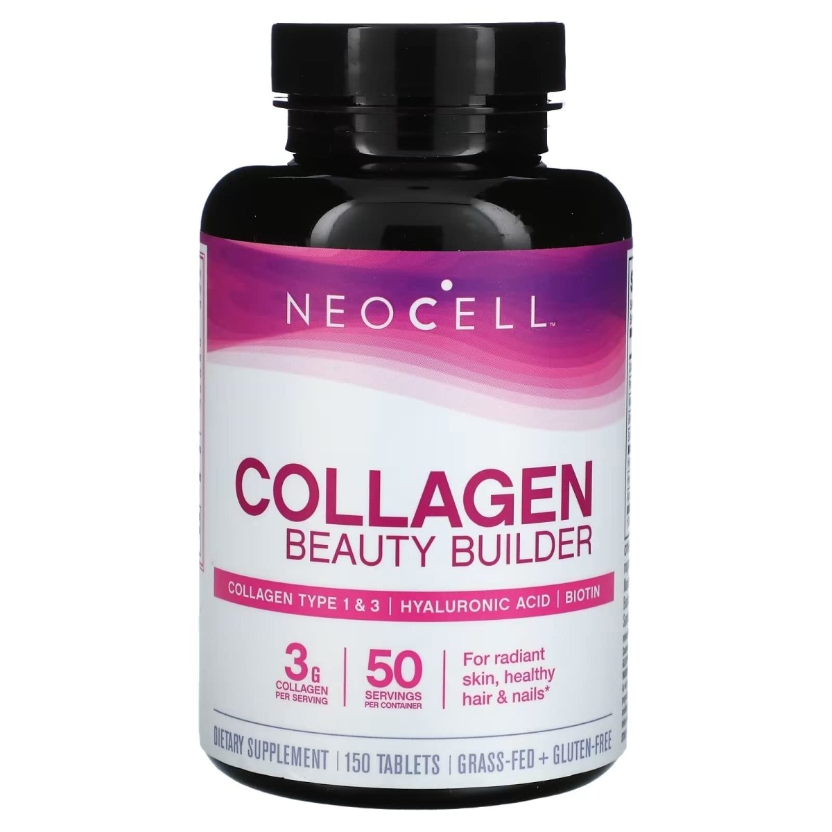 NeoCell Collagen Beauty Builder With Hyaluronic Acid and Biotin, Skin, Hair and Nails Supplement, Includes Antioxidants, Tablet, 150 Count, 1 Bottle