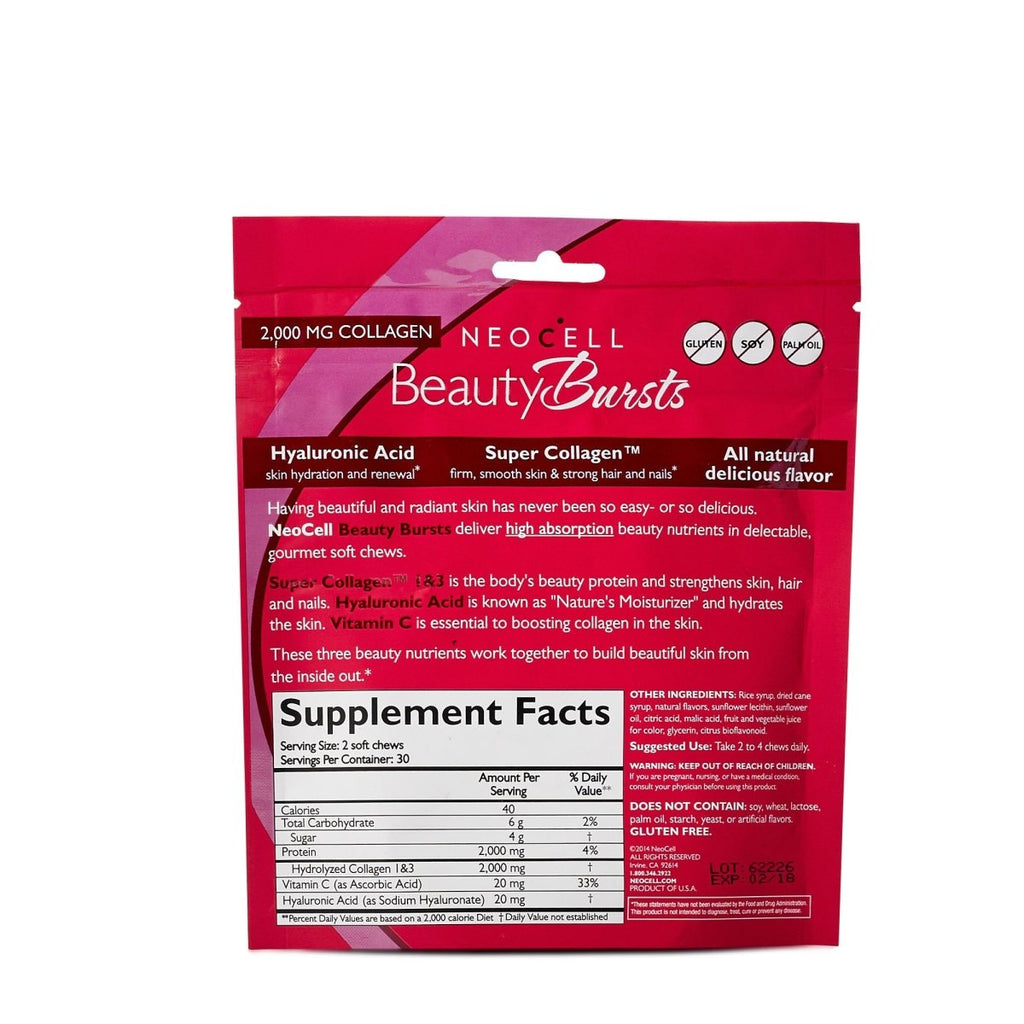 NEOCELL Fruit Punch Beauty Burst Collagen Chews, 2000 mg, 60 CT