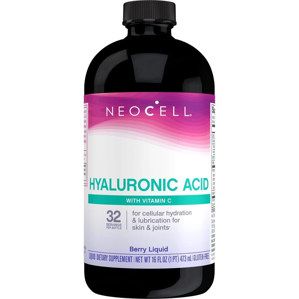 NeoCell Hyaluronic Acid Liquid with Vitamin C, Fights Collagen Depletion, Supports Tissue Hydration, Gluten Free, Berry, 16 Fl. Oz