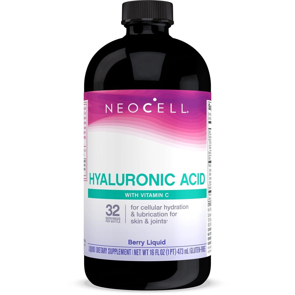 NeoCell Hyaluronic Acid Liquid with Vitamin C, Fights Collagen Depletion, Supports Tissue Hydration, Gluten Free, Berry, 16 Fl. Oz