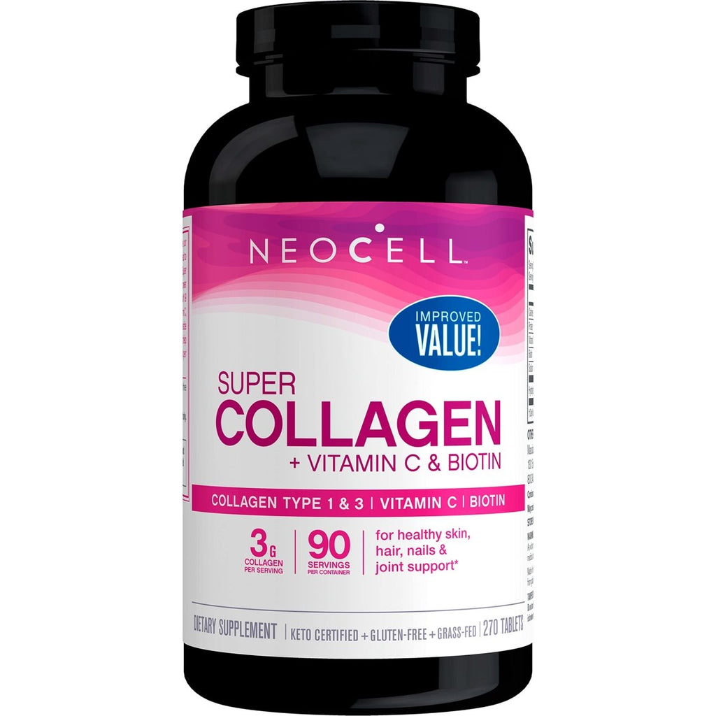 NeoCell Super Collagen With Vitamin C and Biotin, Skin, Hair and Nails Supplement, Includes Antioxidants, Tablet, 270 Count, 1 Bottle