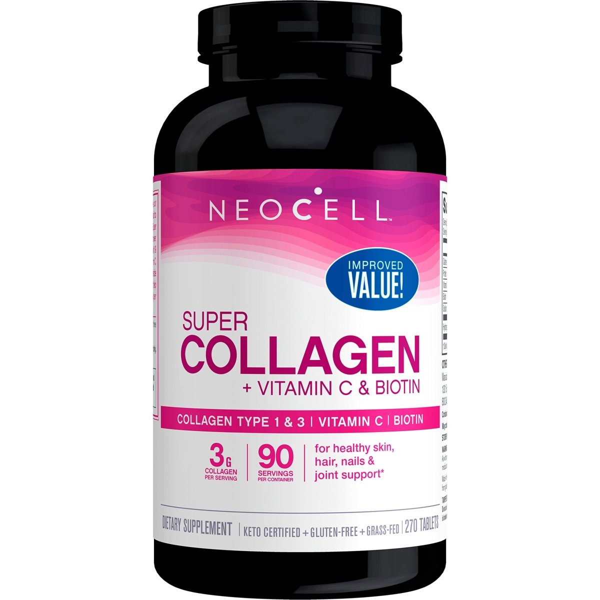 NeoCell Super Collagen With Vitamin C and Biotin, Skin, Hair and Nails Supplement, Includes Antioxidants, Tablet, 270 Count, 1 Bottle