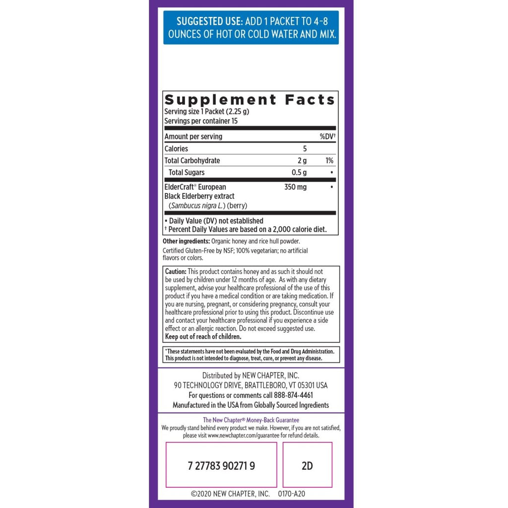 New Chapter Elderberry Powder On The Go Sticks 12 Packets