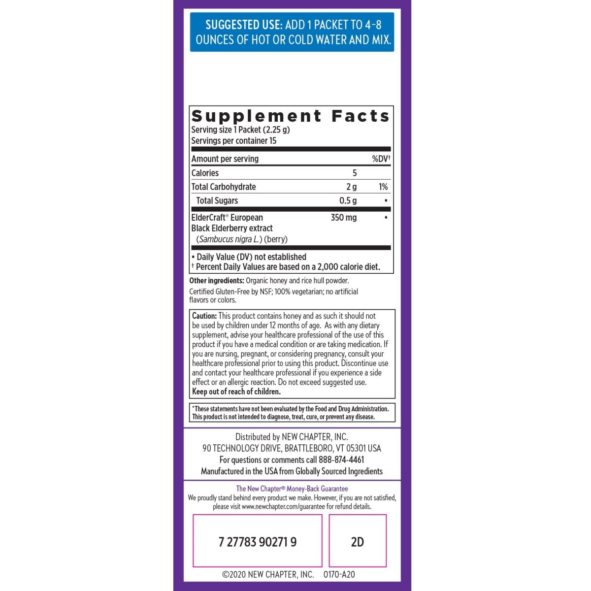 New Chapter Elderberry Powder On The Go Sticks 12 Packets