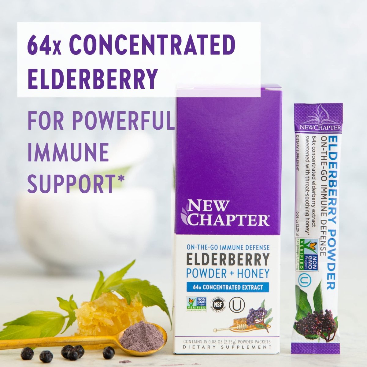 New Chapter Elderberry Powder On The Go Sticks 12 Packets