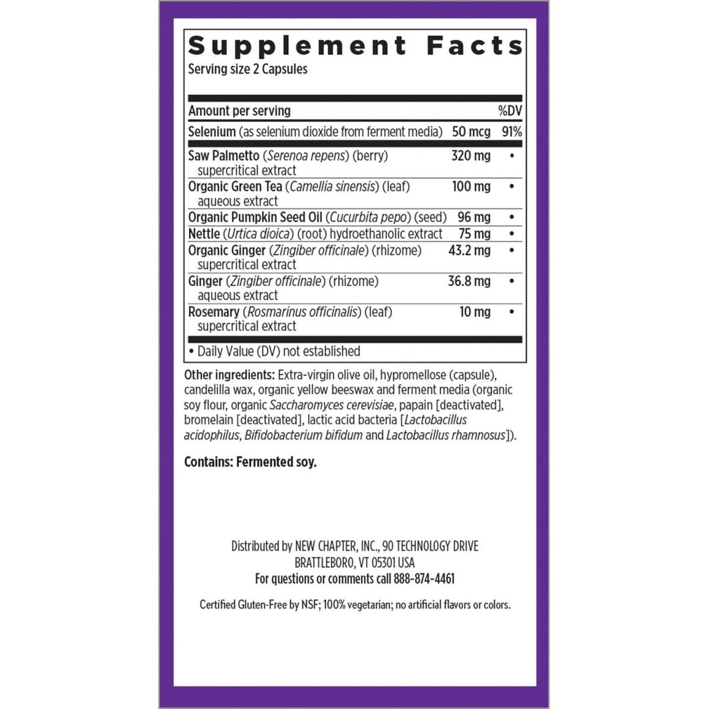 New Chapter Prostate Supplement - Prostate 5LX with Saw Palmetto + Selenium for Prostate Health - 120 ct Vegetarian Capsule