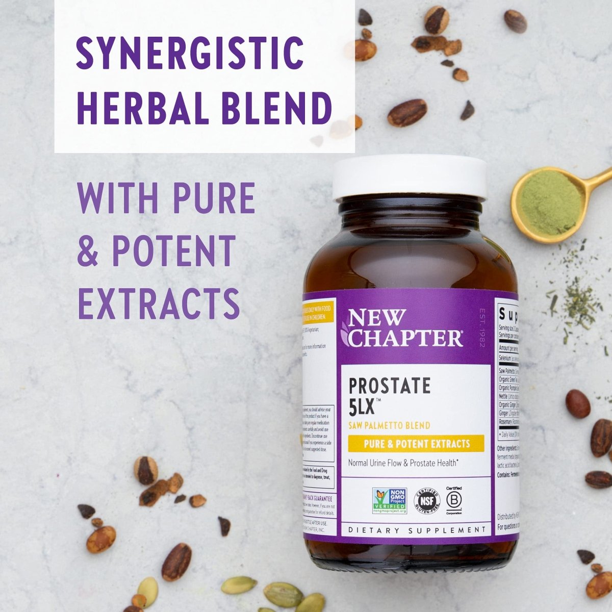New Chapter Prostate Supplement - Prostate 5LX with Saw Palmetto + Selenium for Prostate Health - 120 ct Vegetarian Capsule
