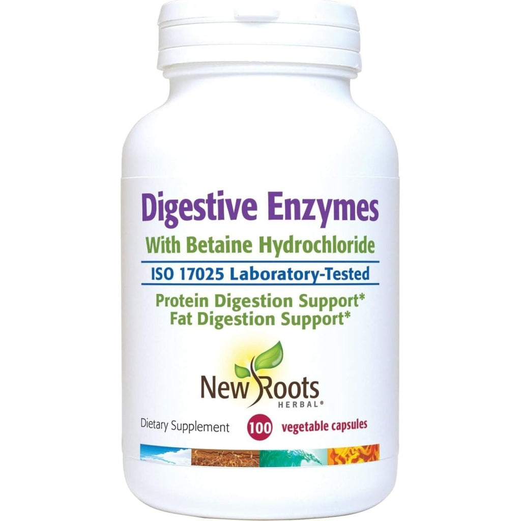 New Roots Herbal Digestive Enzymes With Betaine Hydrochloride 100 Capsules