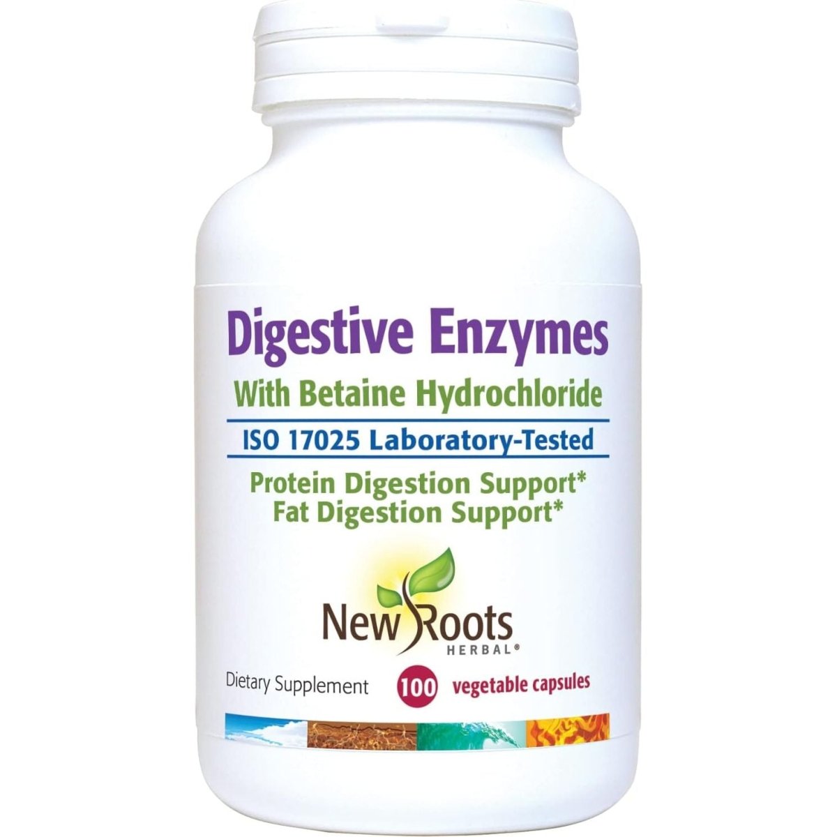 New Roots Herbal Digestive Enzymes With Betaine Hydrochloride 100 Capsules